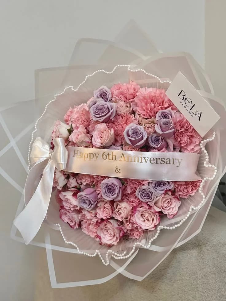Pink and lilac rose bouquet (demo photo)